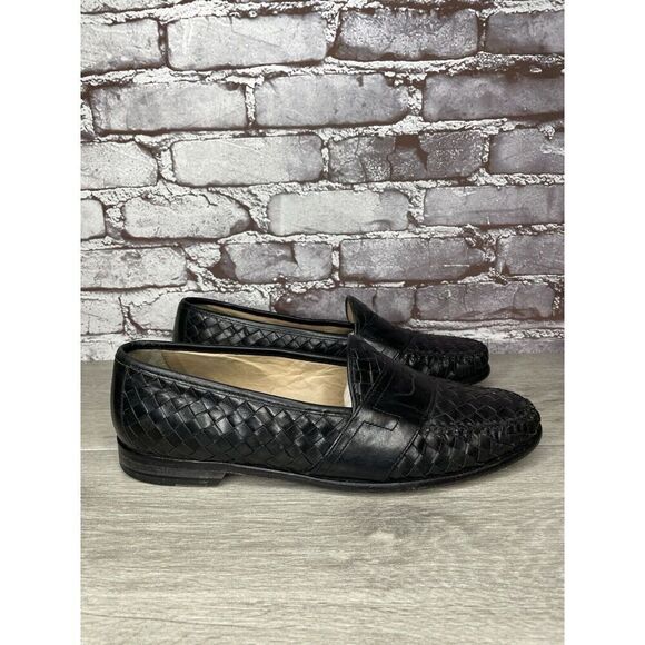 Cole Haan Black Leather Basket Weave Penny Loafers Dress Shoes Men’s 12M US/45EU - Picture 3 of 16